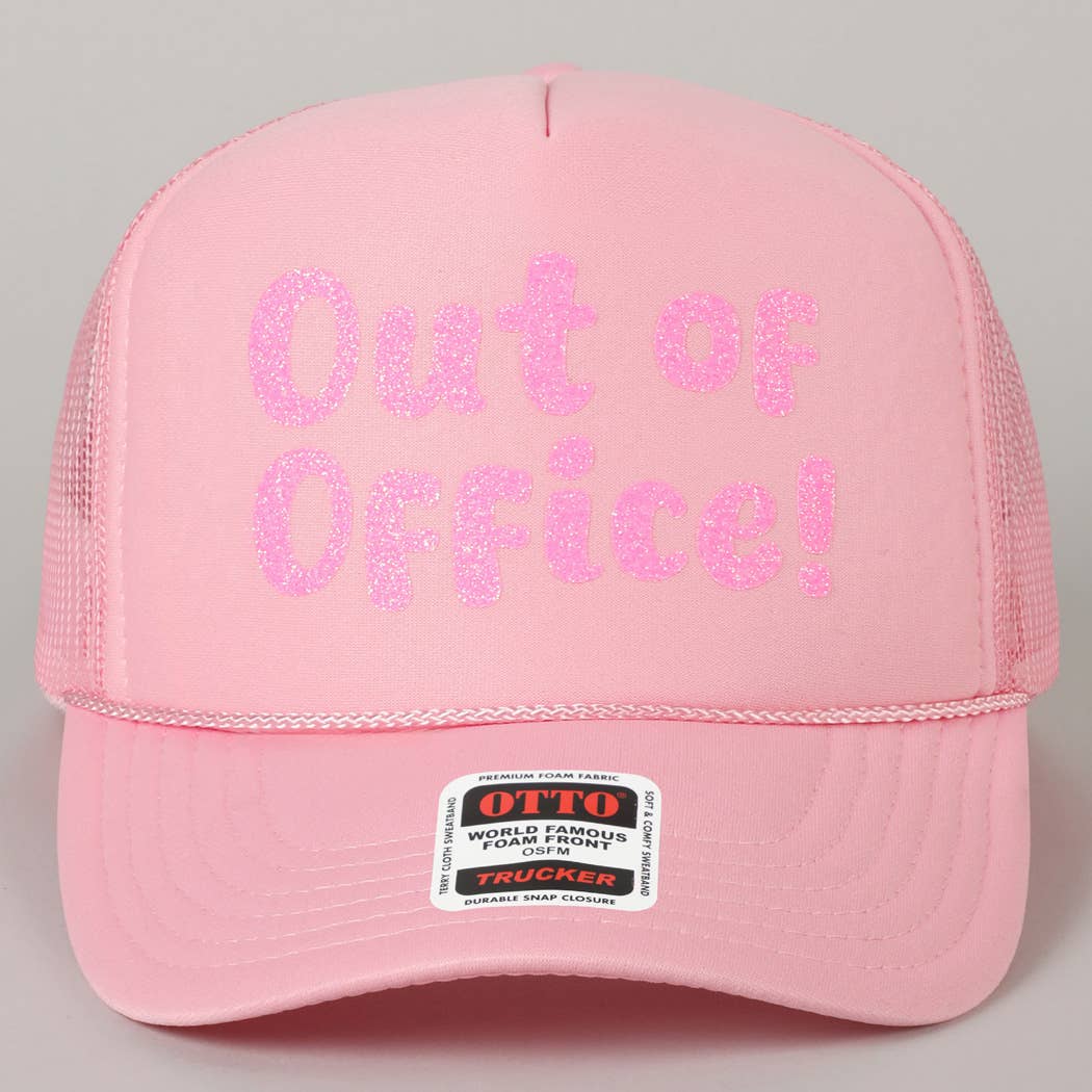 Fashion City - Wholesale Trucker Hat - Unisex - Out of Office Glitter Letter Logo Foam Trucker Hat35