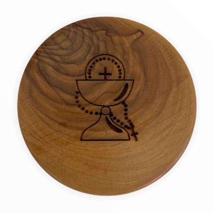 Holy Land Imports - Wholesale Decorative Box - First Communion Round Box with Chalice 1