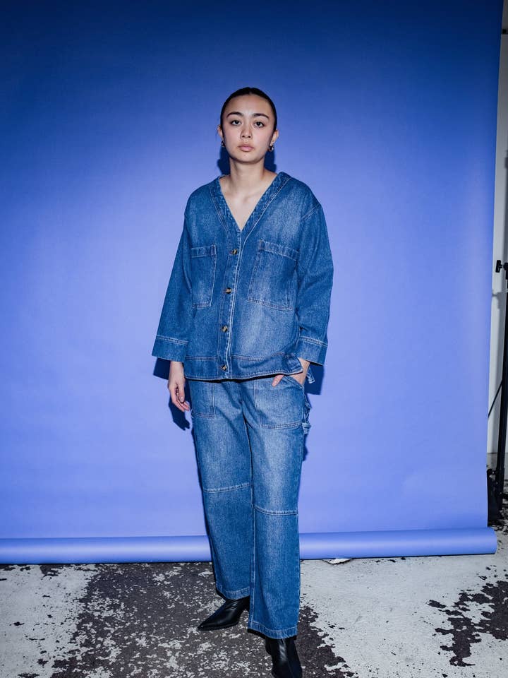 Miguel Denim Cardigan in Blue for wholesale by et Tigre