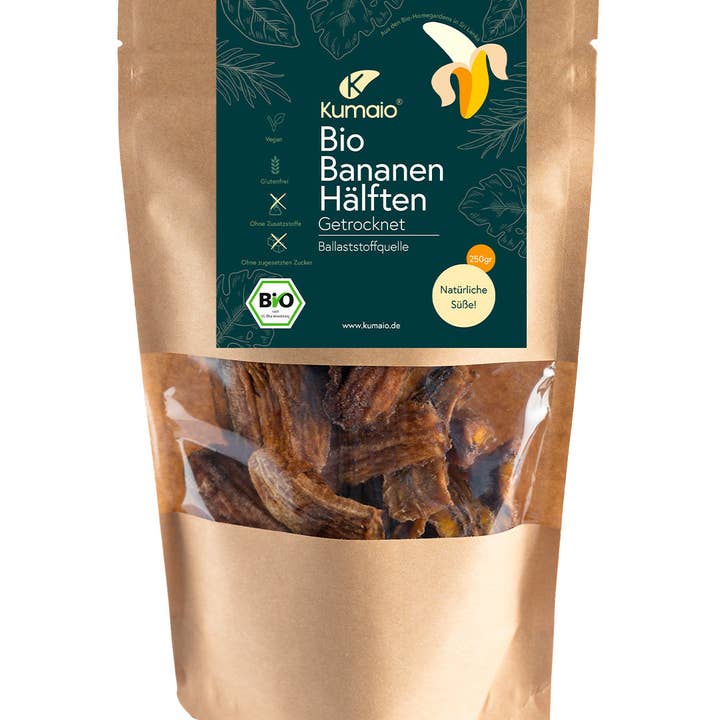 Kumaio® - Wholesale Dried/Dehydrated Fruit - Organic dried banana halves - 250 g