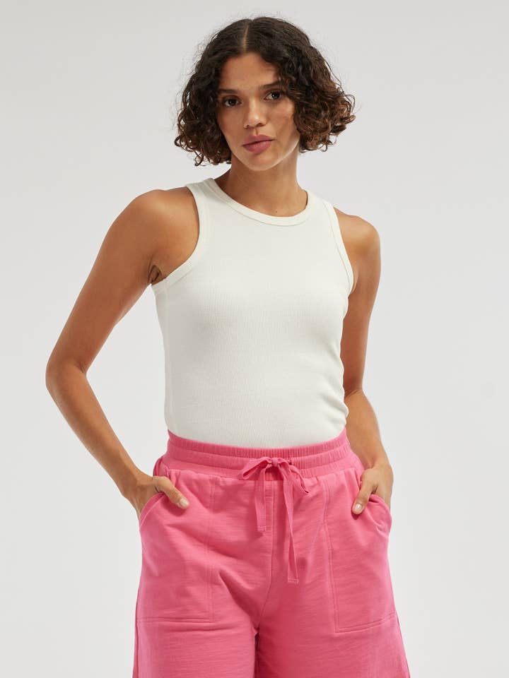 Daria Ribbed Tank - White for wholesale by Amelius