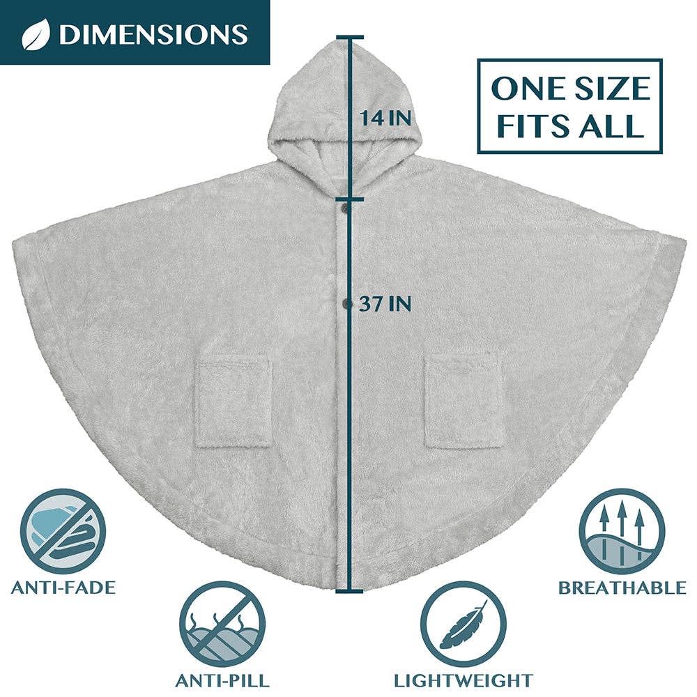 Pavilia - Wholesale Poncho - Women's - Angel Wrap Hoodie Sherpa Fluffy Poncho Blanket37