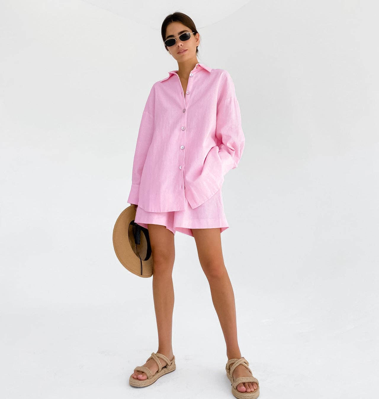 Sweetkama - Wholesale Lounge Set - Women's - Ladies Solid Color Shirt Shorts 2PCS Set 2S1612B3