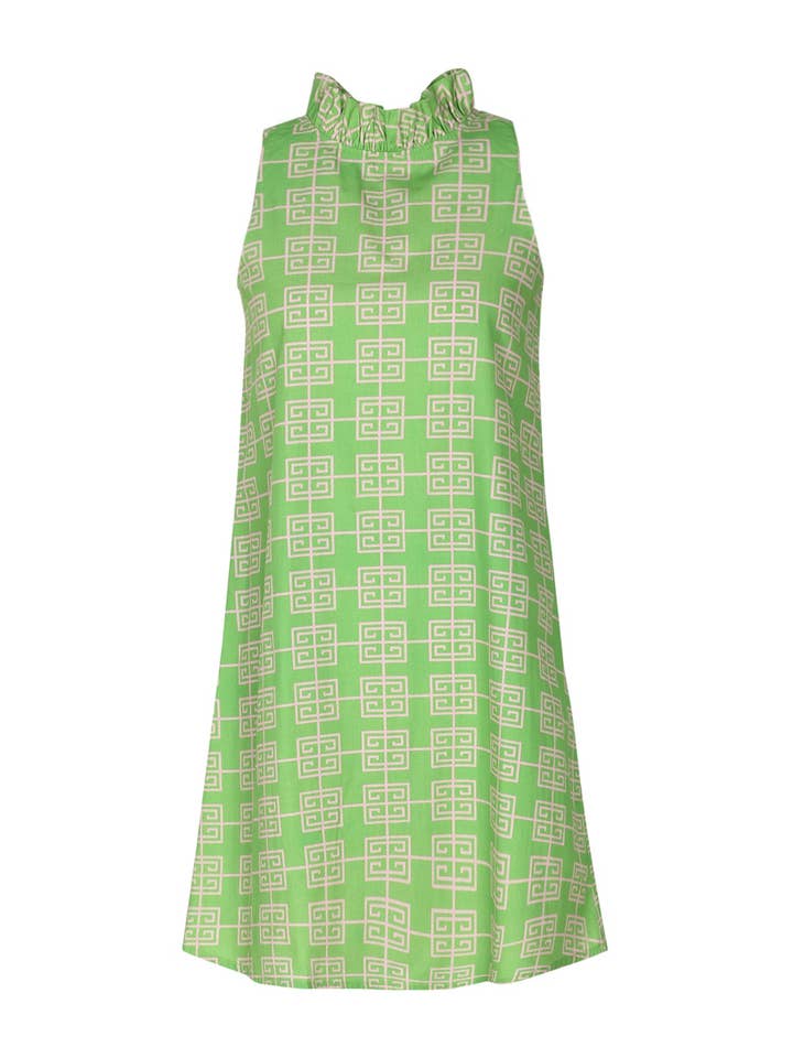 Chic N Greek Yuliia swingjurk, groen en roze, voor dames voor wholesale door Carvalho Couture