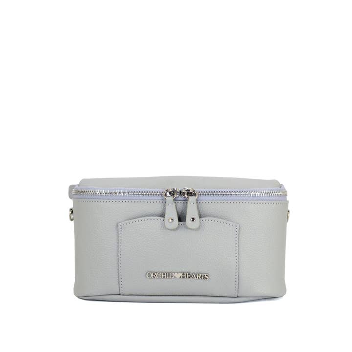 Ibiza Leather Belt Bag by Orchid Hearts Gray for wholesale by Orchid Hearts Design