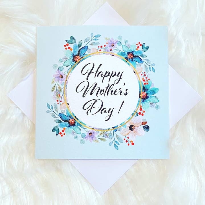 Happy Mother's Day card | Blue Floral card for wholesale by CraftyAniShop