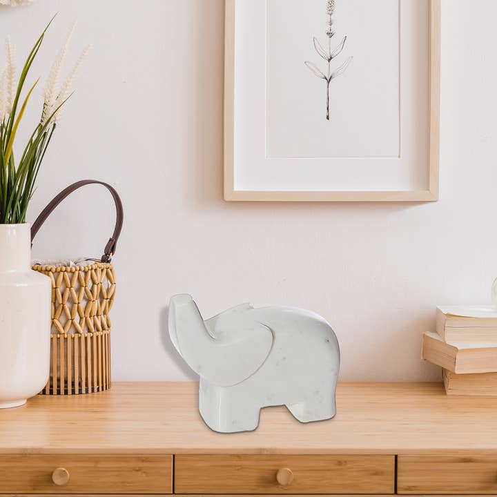 White Marble Elephant Decorativer for wholesale on Faire1