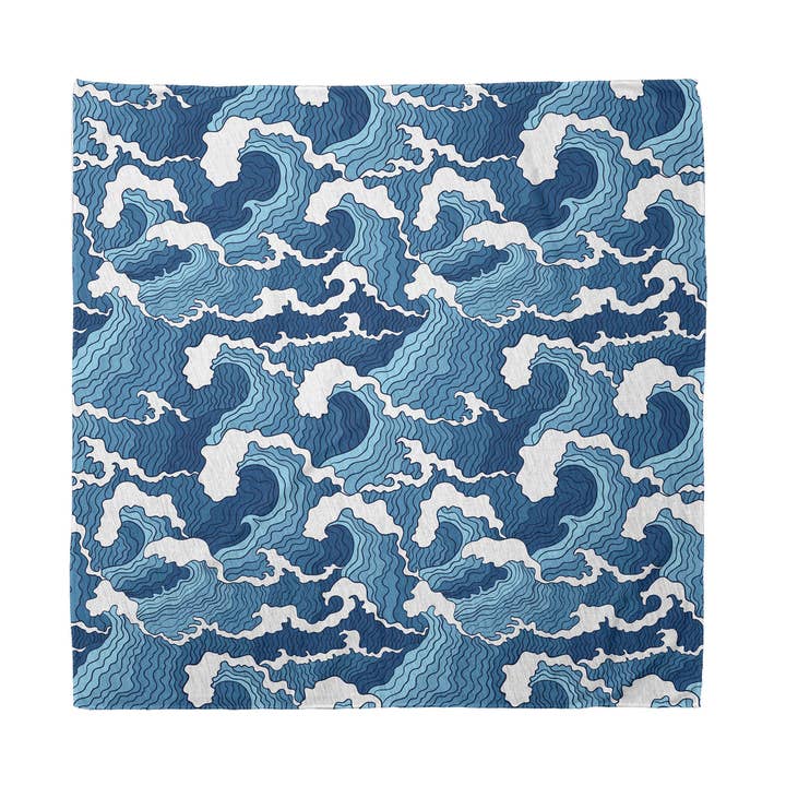 Japanse Golf Bandana Blauwe Oceaan Liefhebbers Iconisch Patroon 22" voor wholesale door Ambesonne