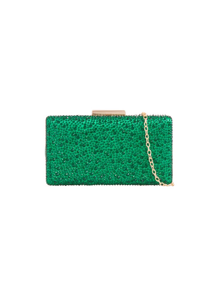 Pochette de soirée verte à paillettes pour la vente par Aftershock London