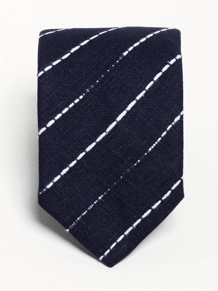 The 100% Linen Tie - Navy Underground for wholesale by De IONESCU