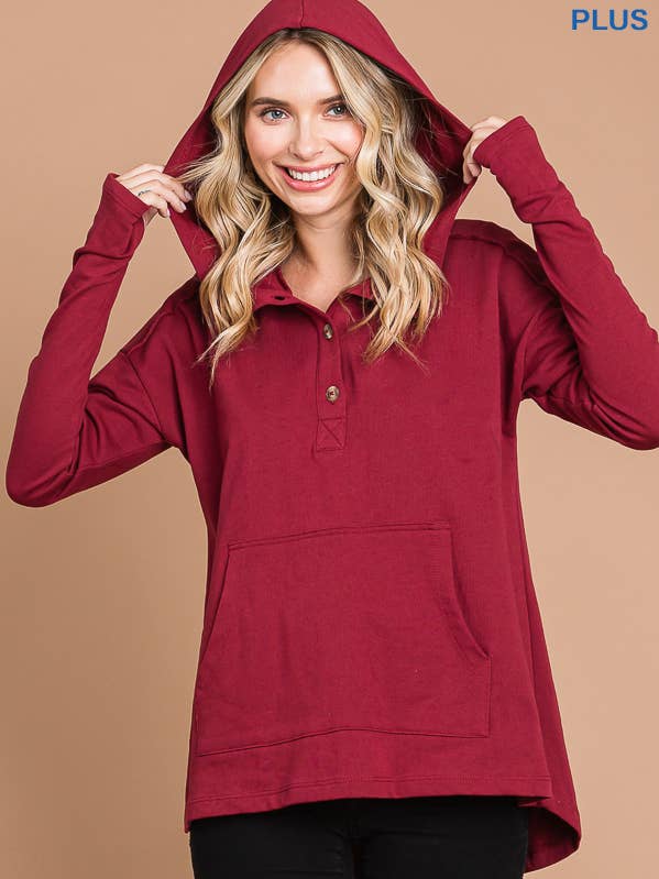 CFH1935LX - OVERSIZEDE FLARE HØJ & LAV SØM HÆTTETRØJE TOP for engroshandel hos Culture Code