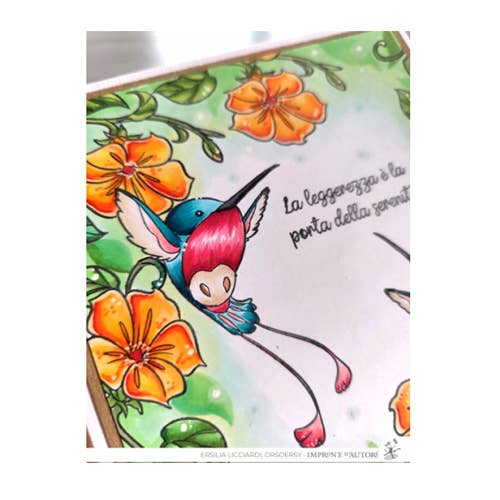 Impronte D'Autore - Wholesale Rubber/Decorative Stamp - Clear polymer stamps Hummingbird ENG4