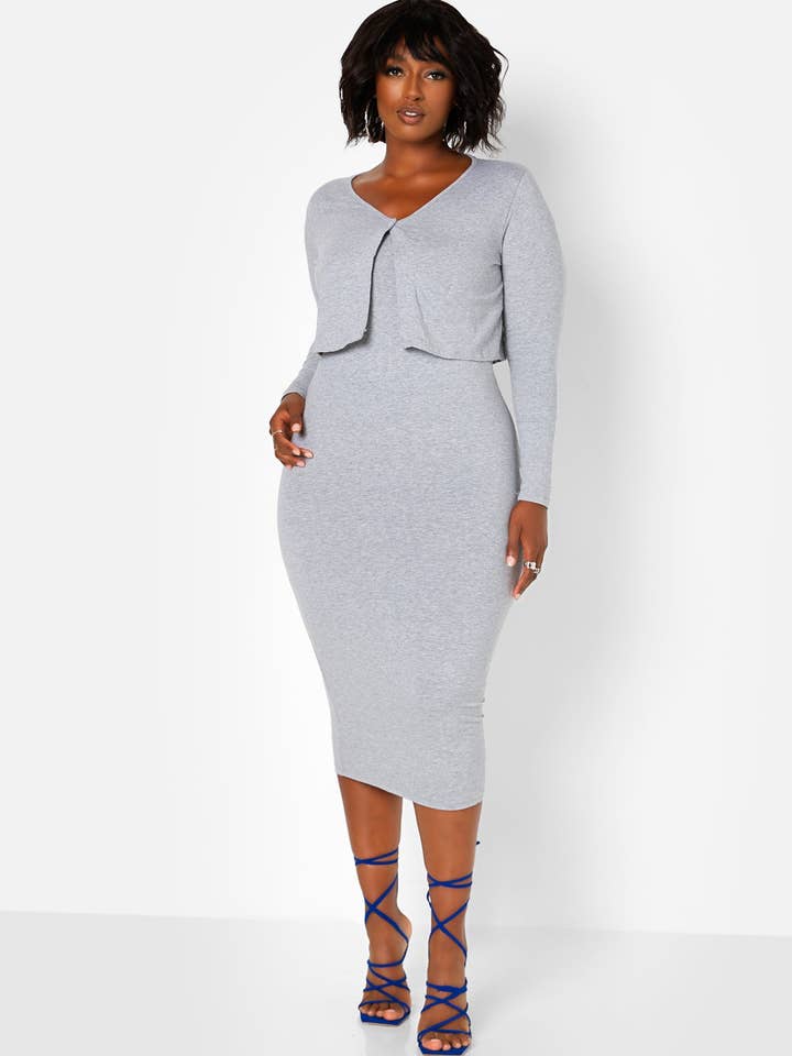 Gray Nadine Button Front Cropped Cardigan for wholesale on Faire1