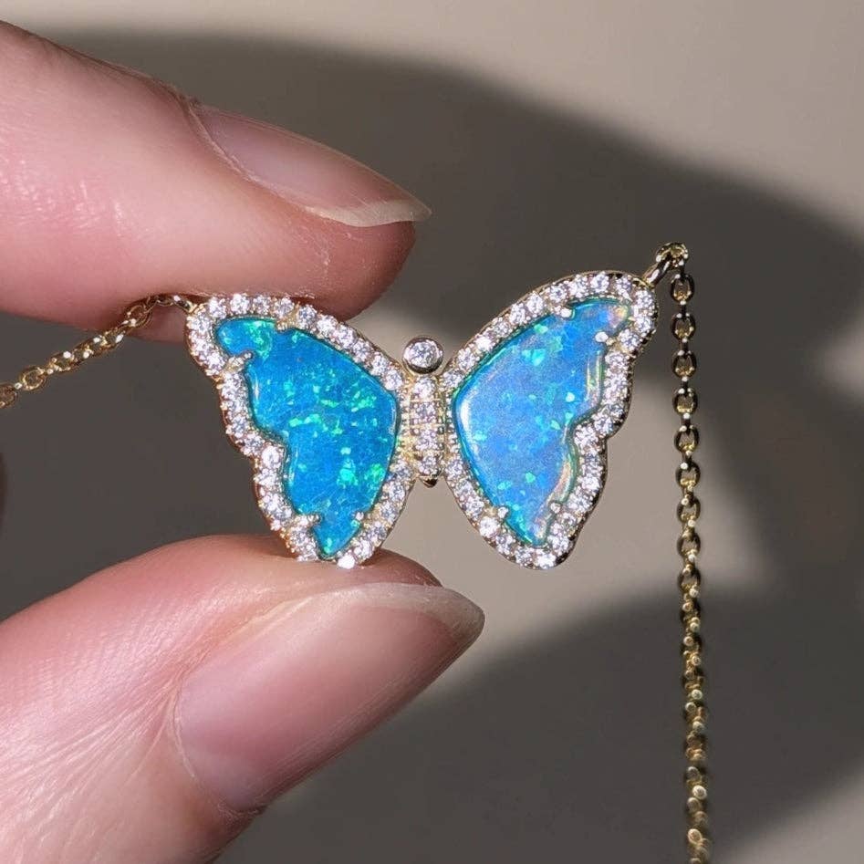 Kamaria Jewelry - Wholesale Pendant/Charm Necklace - Opal Butterfly Necklace With Crystals24