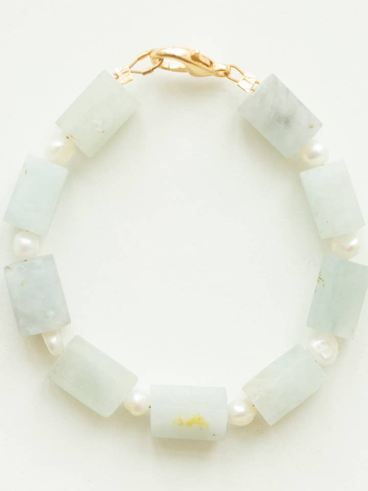 Aquamarin- und Perlenarmband für den Großhandel von Land of Palms