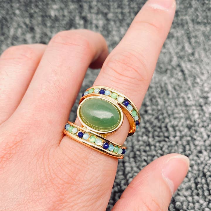 Mio Queena - Wholesale Cocktail/Statement Ring - Multi-style Vintage Inlaid Stone Rings - CS