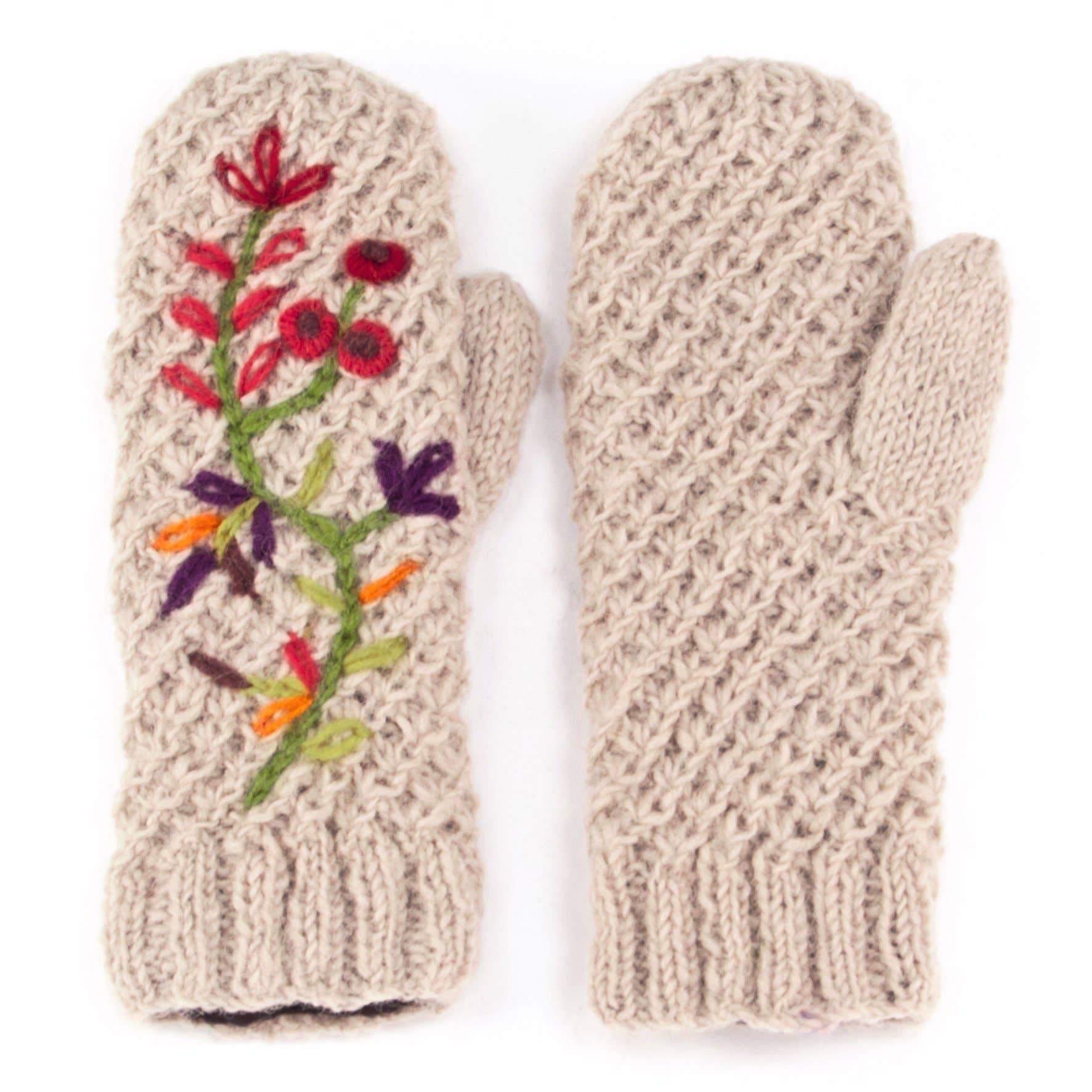 Lost Horizons Knitwear – Ships from USA - Wholesale Mittens - Women's - Naomi Embroidered Wool Hand Knit Mittens3