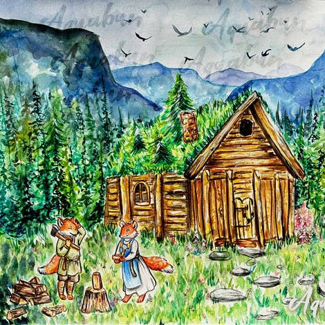 Scandinavian Foxes Print for wholesale by Aquabun