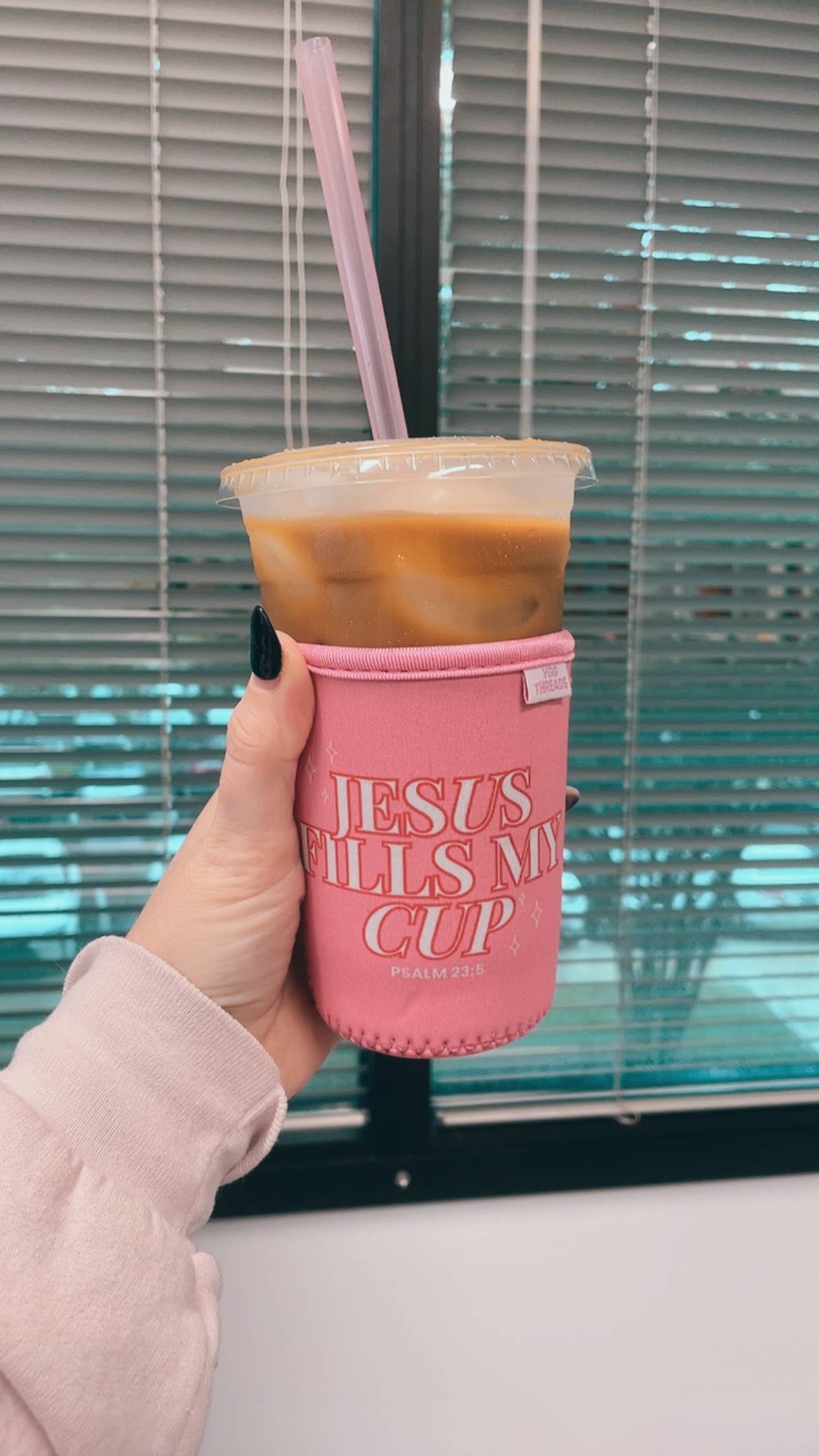 YGG Threads - Wholesale Drink Huggers & Koozies - Jesus Fills My Cup Iced Coffee Drink Sleeve - Small