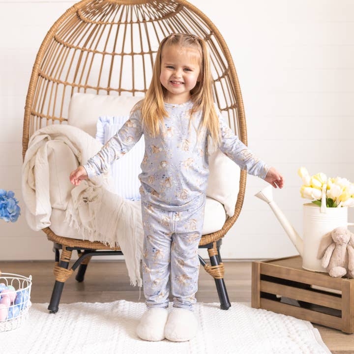 Bunny Blossoms 2pc Bamboo Pajamas for wholesale by Little Joy Co.