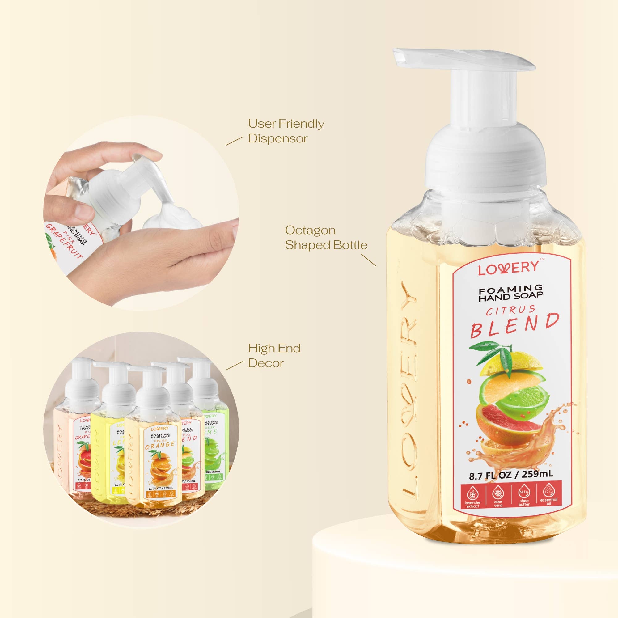 Lovery - Wholesale Hand Soap/Wash - Moisturizing Foaming Hand Soap - 5 Pack of Citrus Hand Wash1