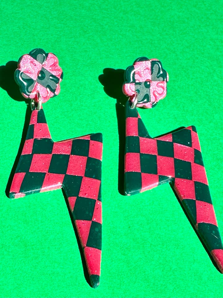 Pendientes colgantes con forma de sandía a cuadros para venta al por mayor de She makes clay