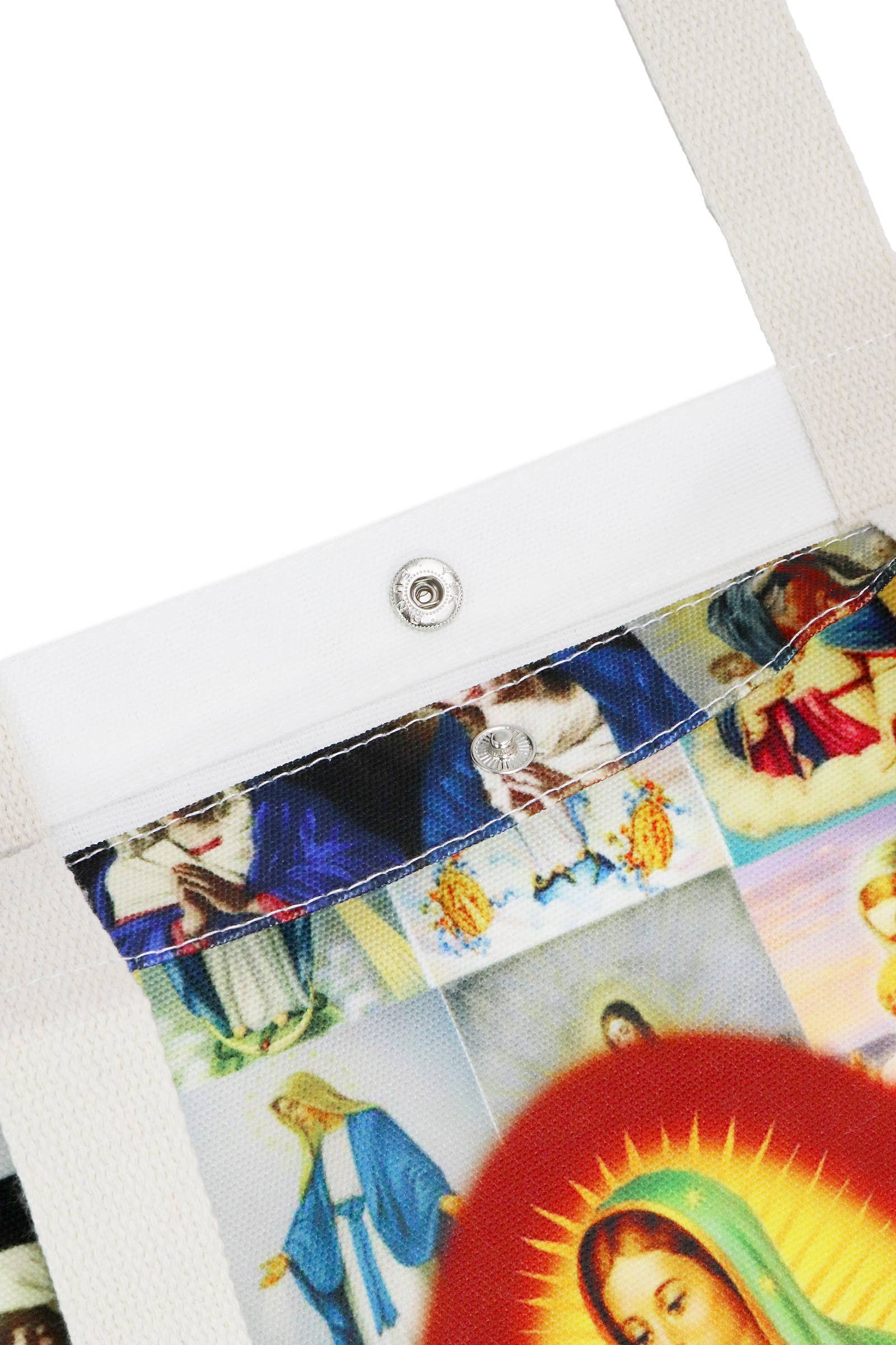 AS SHOWN Our Lady Of Guadalupe Tall Canvas Tote Bag for wholesale on Faire3