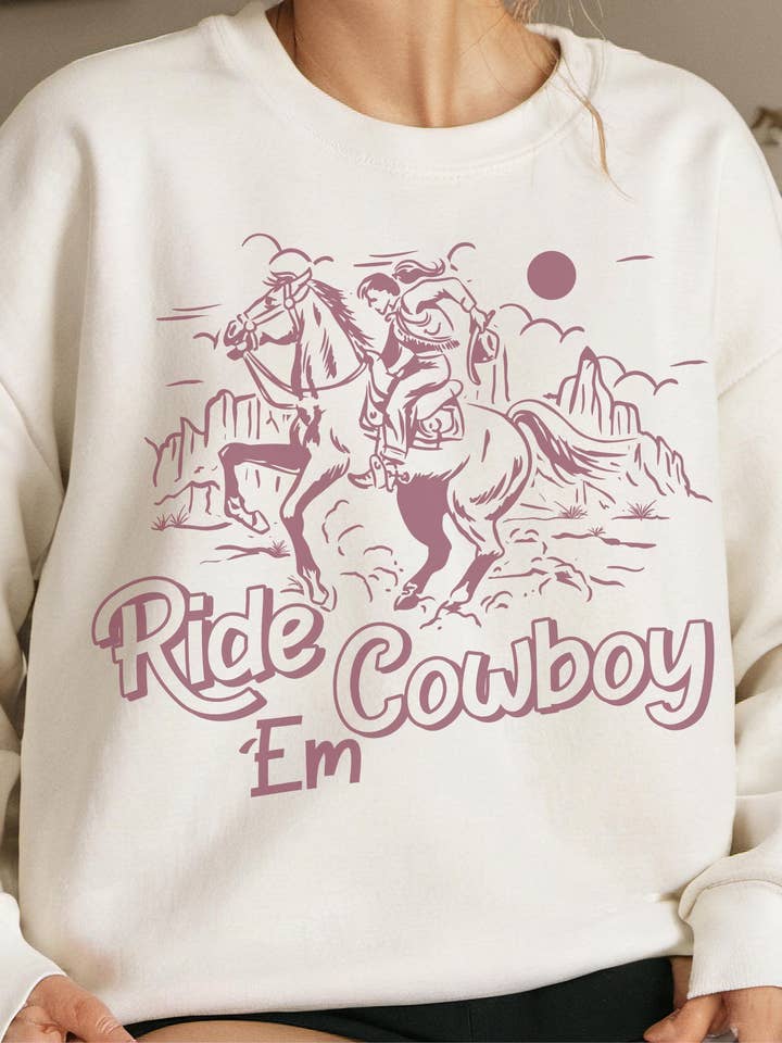 Cowboy Crewneck Pullover Sweatshirt Western Rodeo Tee for wholesale by Monday Muse