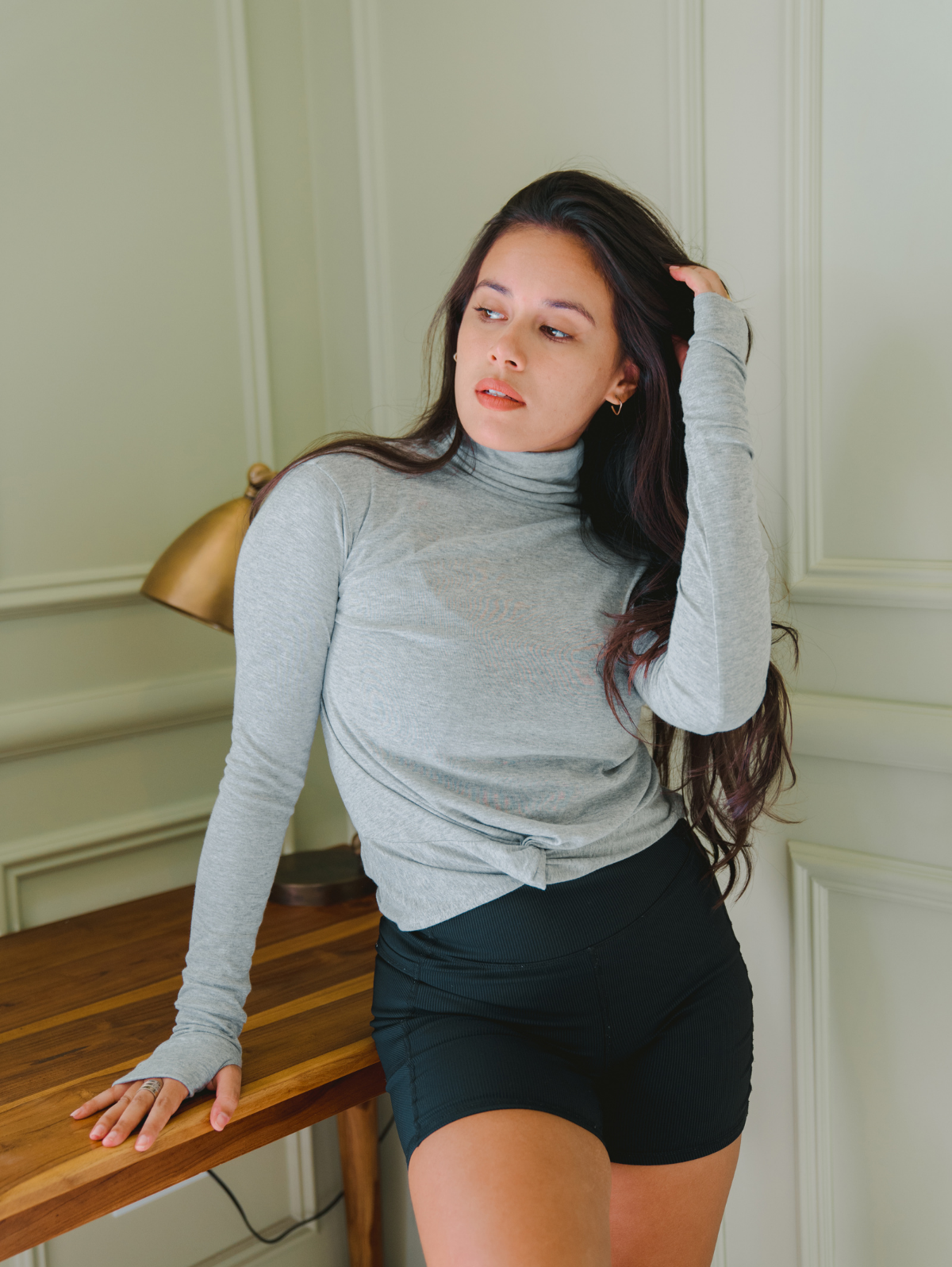 Hands To Hearts - Wholesale Knit Top - Women's - Reversible Knotted LS Turtleneck Azure8