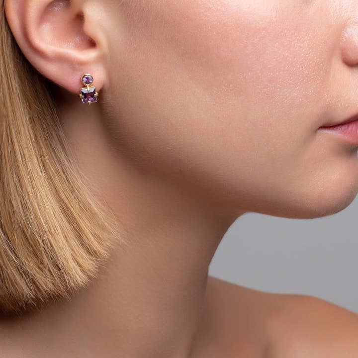 Pendientes de amatista facetada Isola Bella para venta al por mayor de Mimi + Marge