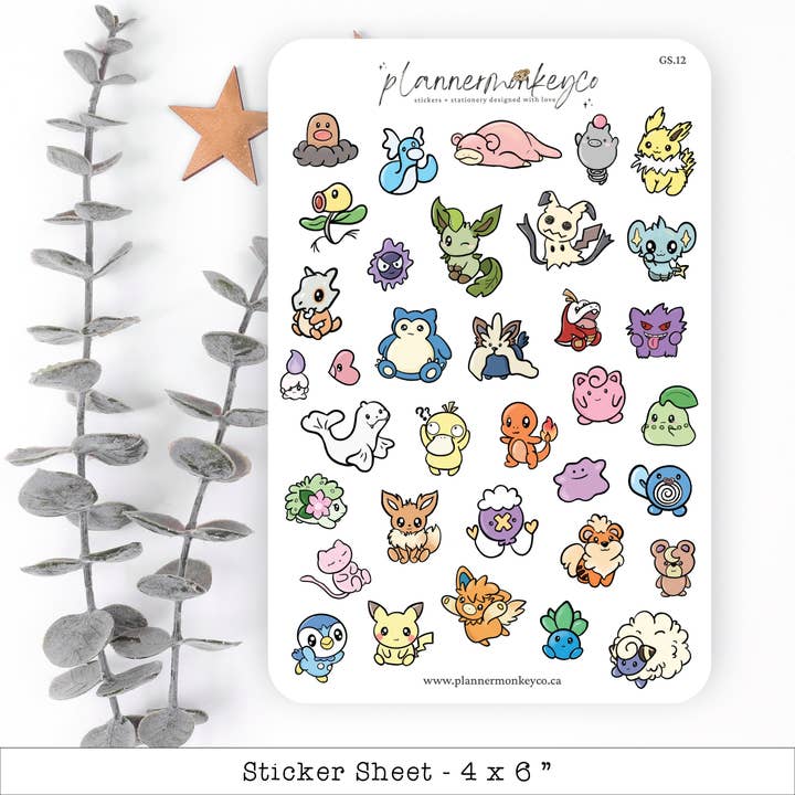 Pokemon Mini's Variety Pocket Planner Pal Deco Stickers for engroshandel hos Plannermonkeyco