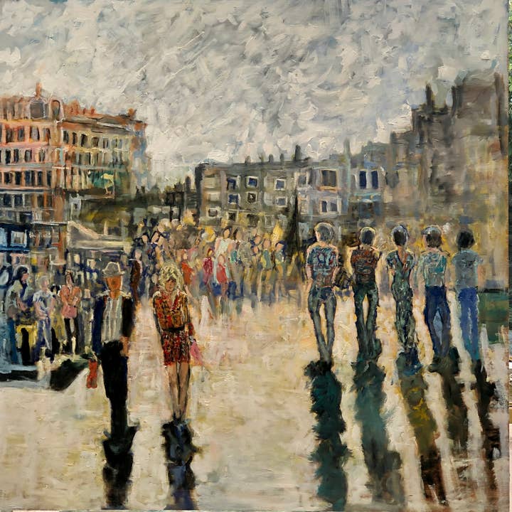 Peinture à l'huile originale « Marché du samedi » pour la vente par Gerard Hegarty Original Artist