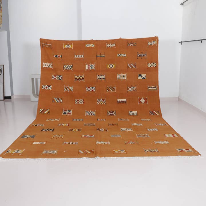 MUSMUSRUGS - Wholesale Area rug - Orange Moroccan Kilim Rug – 14.1 × 9.8 ft1