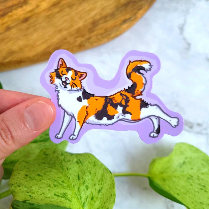 Adesivo em vinil elástico Calico Kitty, 3x2.8"  por atacado de Chez Louie Designs