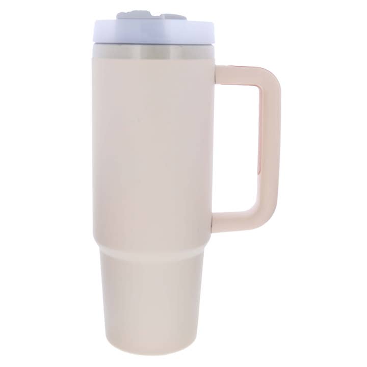 Jane Marie - Wholesale Insulated Mug/Tumbler - Rose Quartz 30 Oz. Tumbler With Straw and Handle