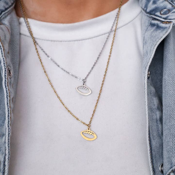 Football Outline Necklace for wholesale by Annie Austen | Jewelry • Accessories
