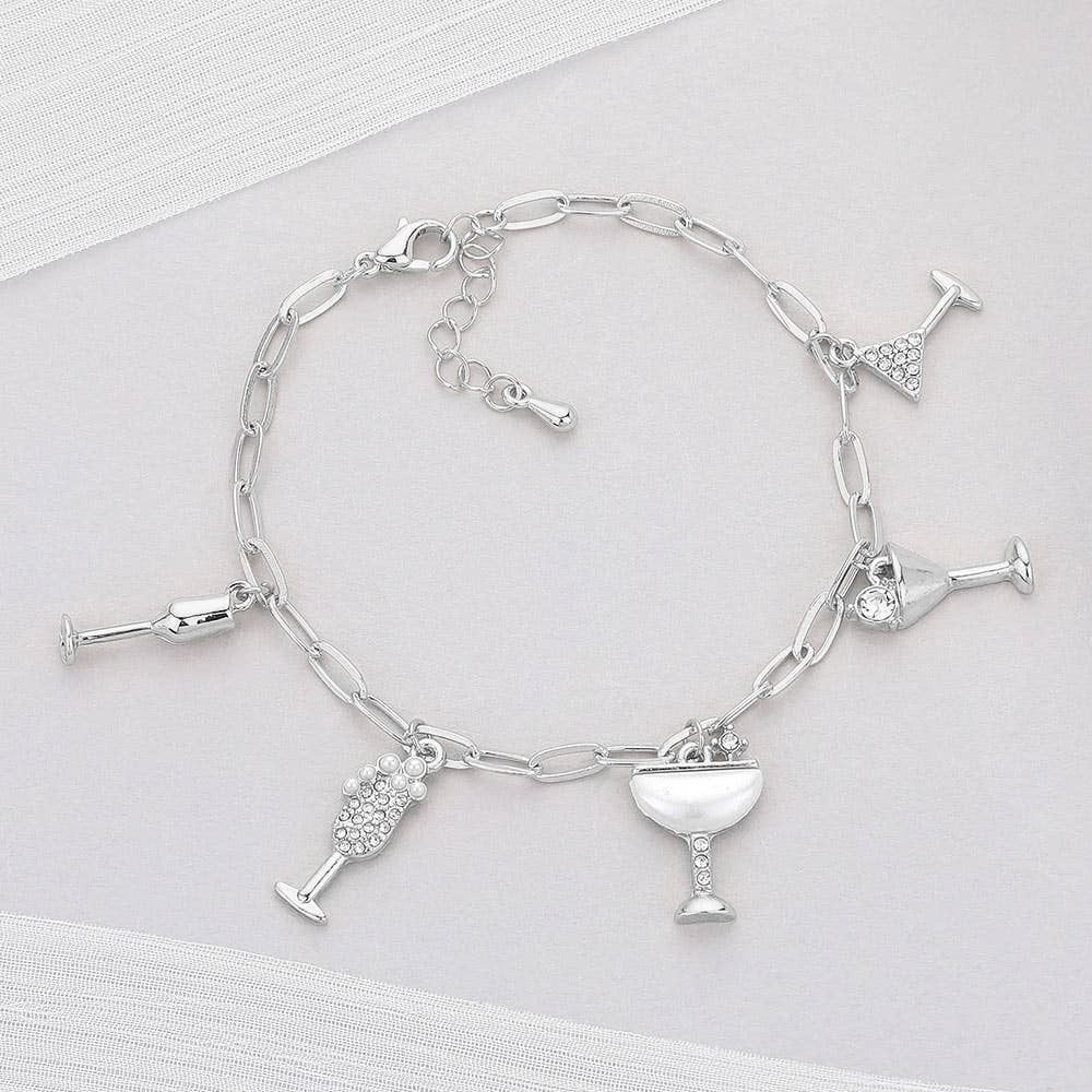 Sensibling Corp. - Wholesale Charm/Dangle Bracelet - Cocktail Hour Charm Station Paperclip Chain Bracelet
2