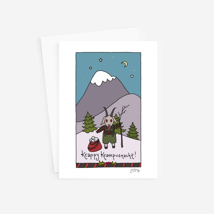 Biglietto di auguri Krampus A7 per la vendita all'ingrosso da parte di Sticks and Bones Mercantile