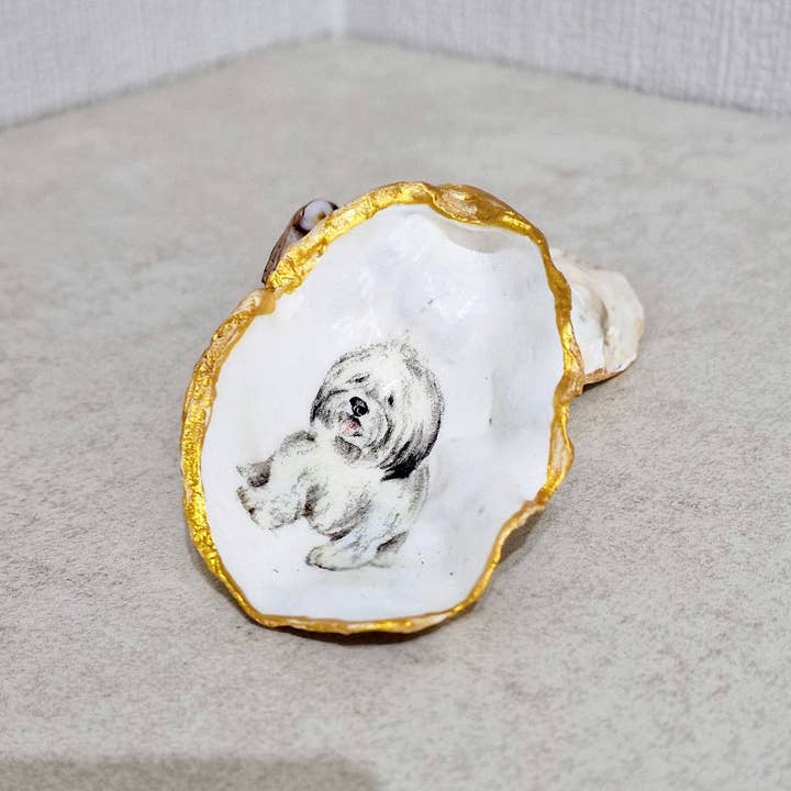 Bee my Oyster – wholesale Smyckesfat – Gammal engelsk Sheepdog Labradoodle Dog Oyster Shell Prydnad Di