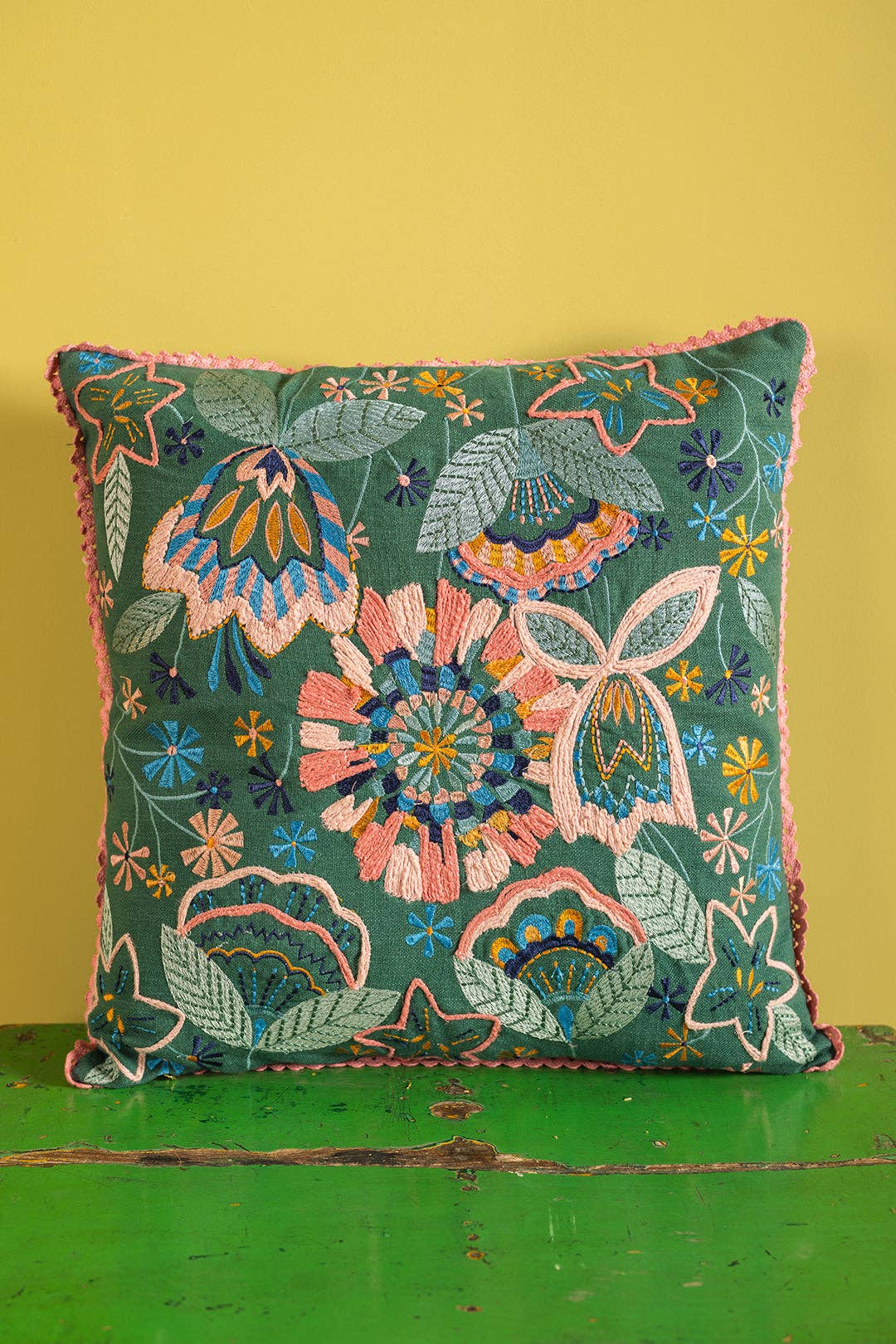 Ian Snow Ltd - Vendita all'ingrosso Cuscini per sedie - Copricuscino Ricamato con Motivo Floreale Verde Mare0