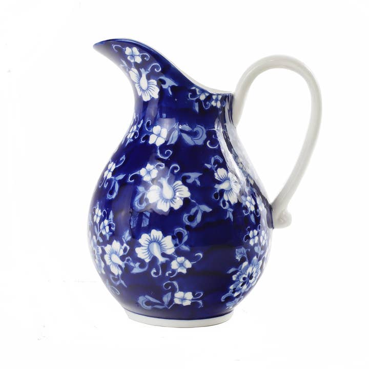 Blue Garden Pitcher for wholesale by Euro Ceramica Home | ClayBarn