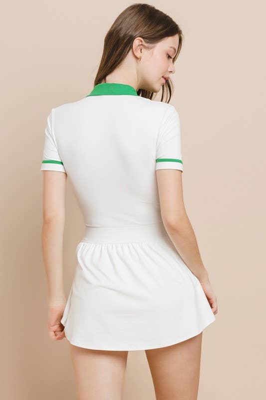 White CD04739-Motion Button Up Athletic Dress for wholesale on Faire2