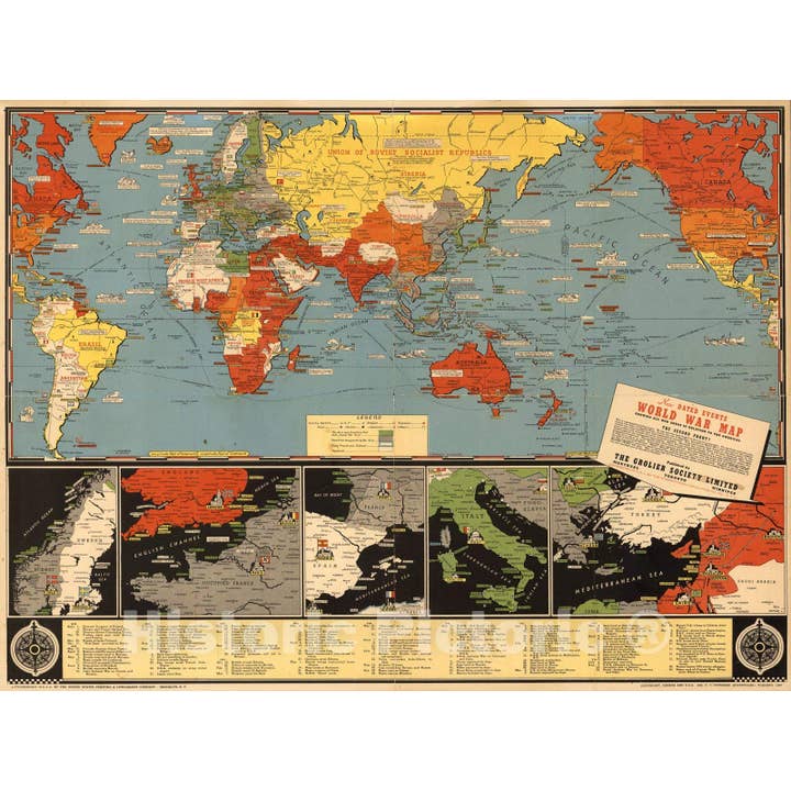 Historisk karta över händelser från andra världskriget 1942 - Andra fronten för wholesale av Historic Pictoric