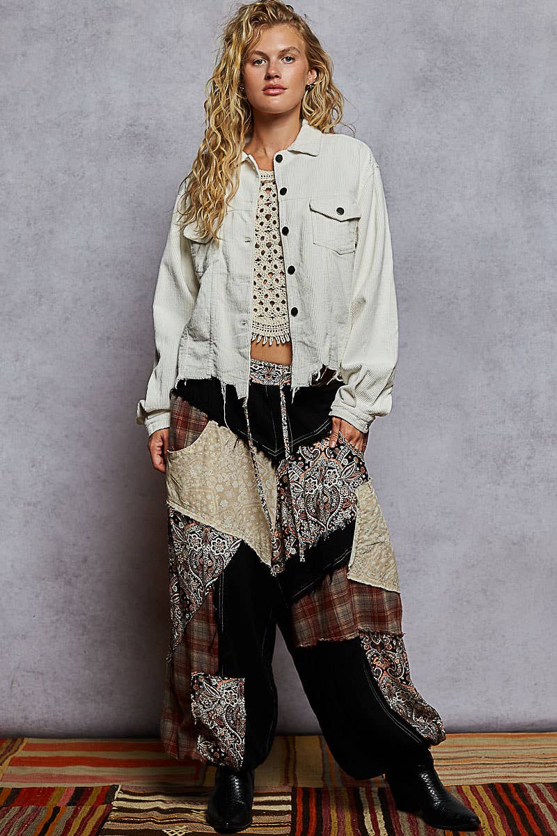 Pol Clothing - Wholesale Jacket - Women's - Pocket Front Button Down Corduroy Trucker Jacket SALE13