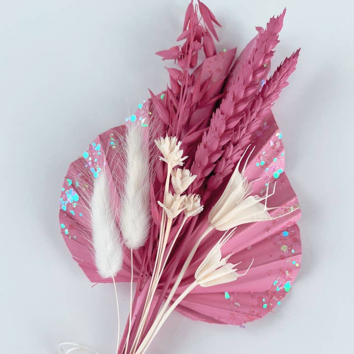 Petals & Pampas - Wholesale Cake/Cupcake Topper - Cake Topper - Mixed Palm Spear Bouquets - Colour Pop