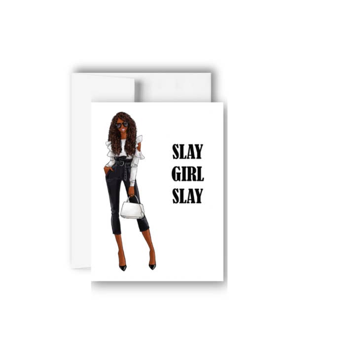 Carte de vœux d'anniversaire Slay Girl Slay - Illustration pour femme pour la vente par Brandi Creations Design Studio