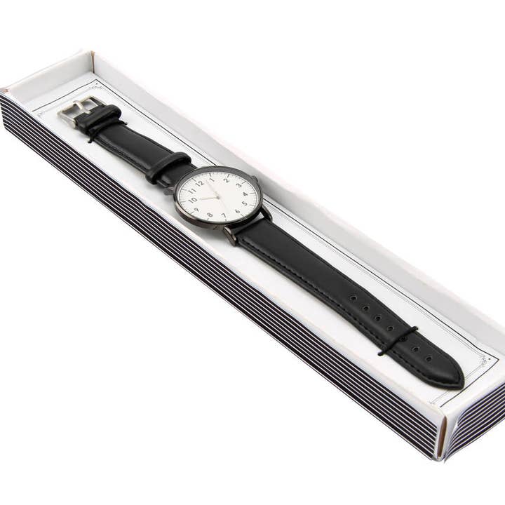 CGB Giftware - Wholesale Wrist Watch - Men's - Dapper Chap A Race Against Time Black Strap Watch