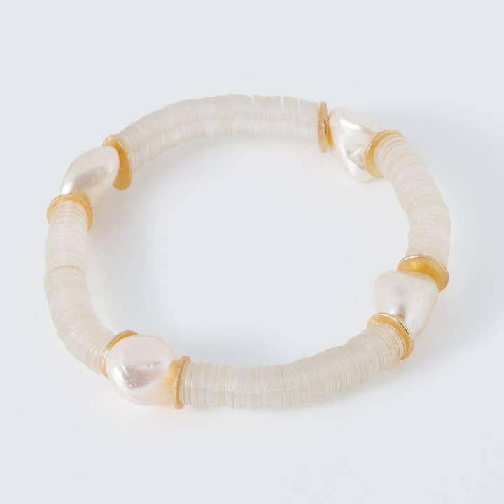 Pulseira Mykonos Pérola em Vinil por atacado de Coastal Grit