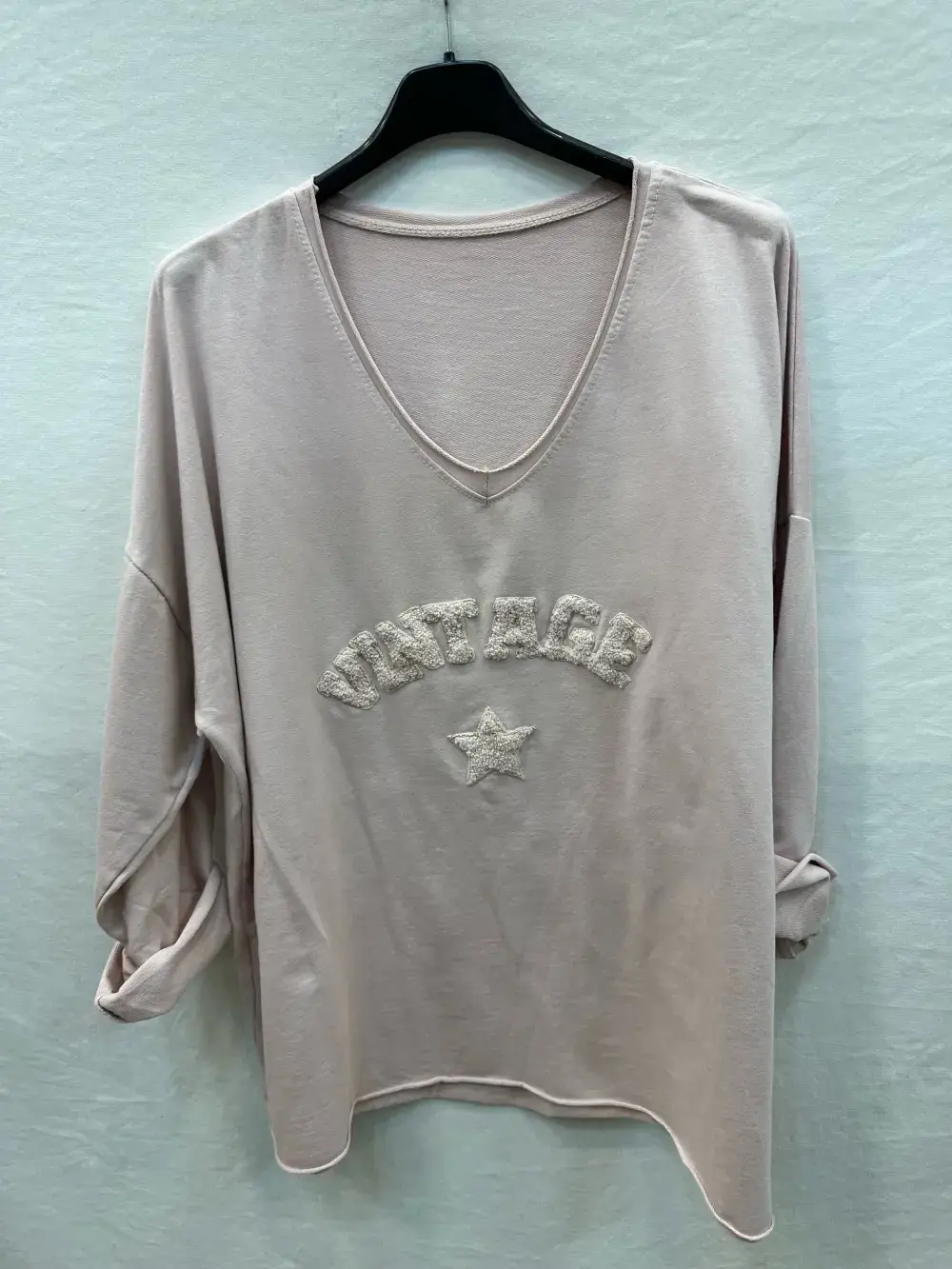 Mimi & Gogo – Großhandel Sweatshirt – Damen – Vintage Sweatshirt mit gesticktem Stern, Einheitsgröße4