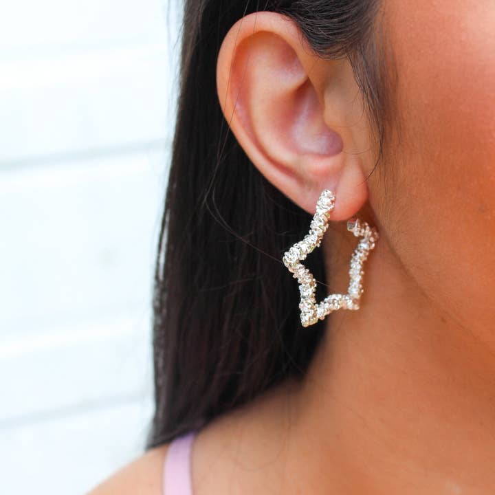 Silver Star Hoops for wholesale by White Daisy Jewelry LLC